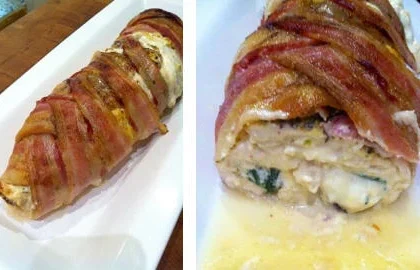 Rollo de Pollo relleno de espinacas y queso 18 Rollo de Pollo relleno de espinacas y queso