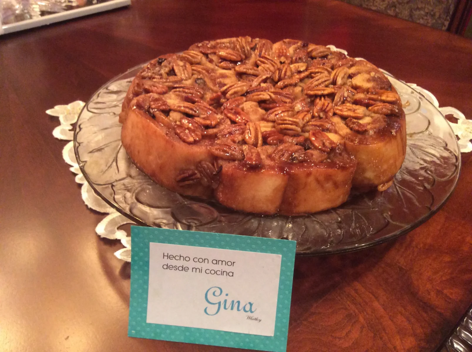 Freshly baked cinnamon rolls with frosting.