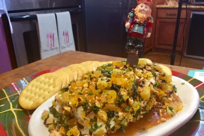 Rollo de queso de cabra con chabacanos