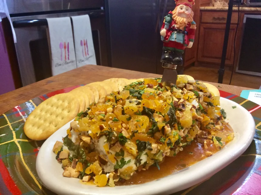 Rollo de queso de cabra con chabacanos