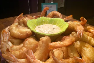 Camarones lampeados en cerveza