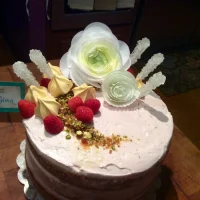 Pastel de Pistache con frambuesa