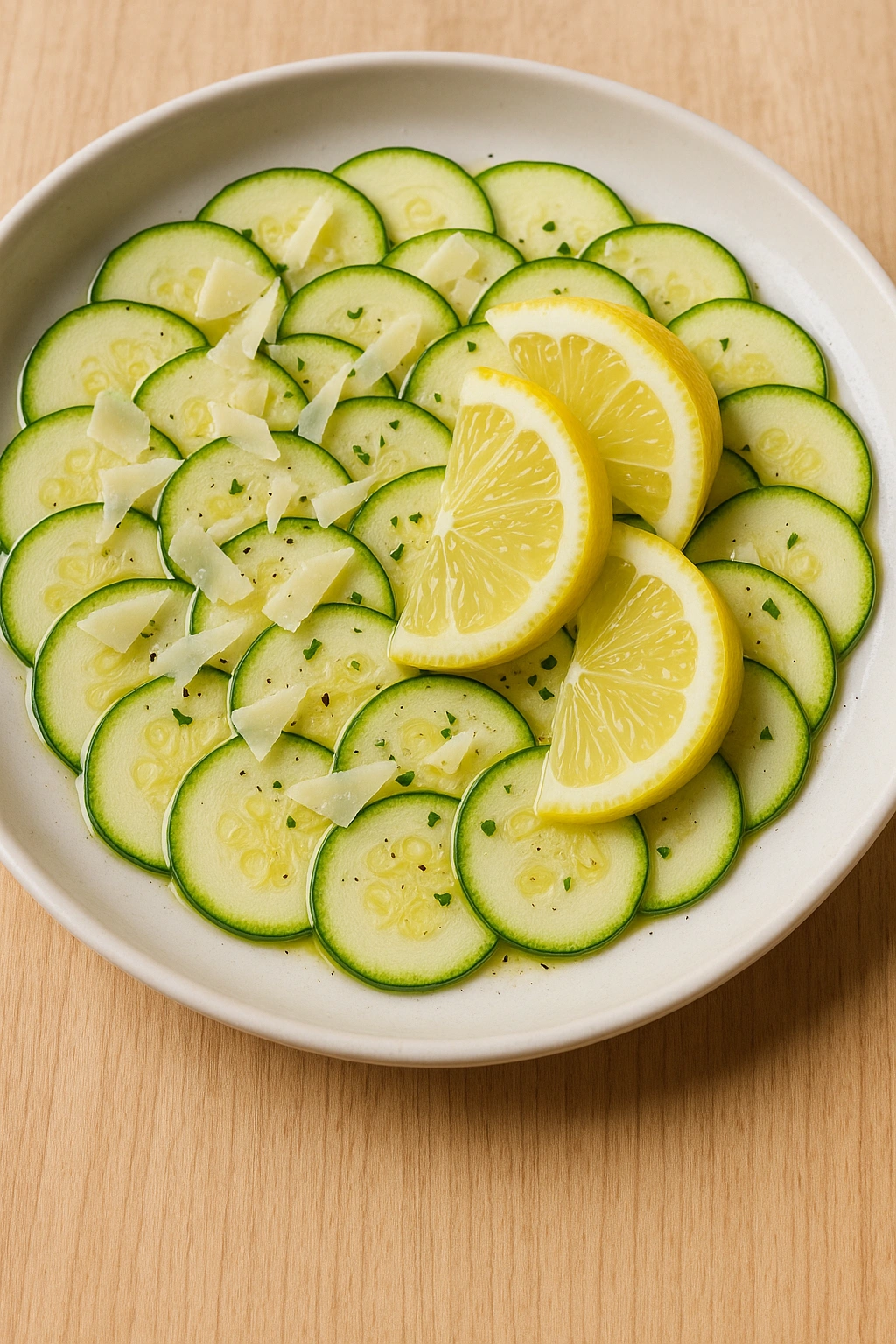 Zucchini carpaccio with parmesan and lemon
