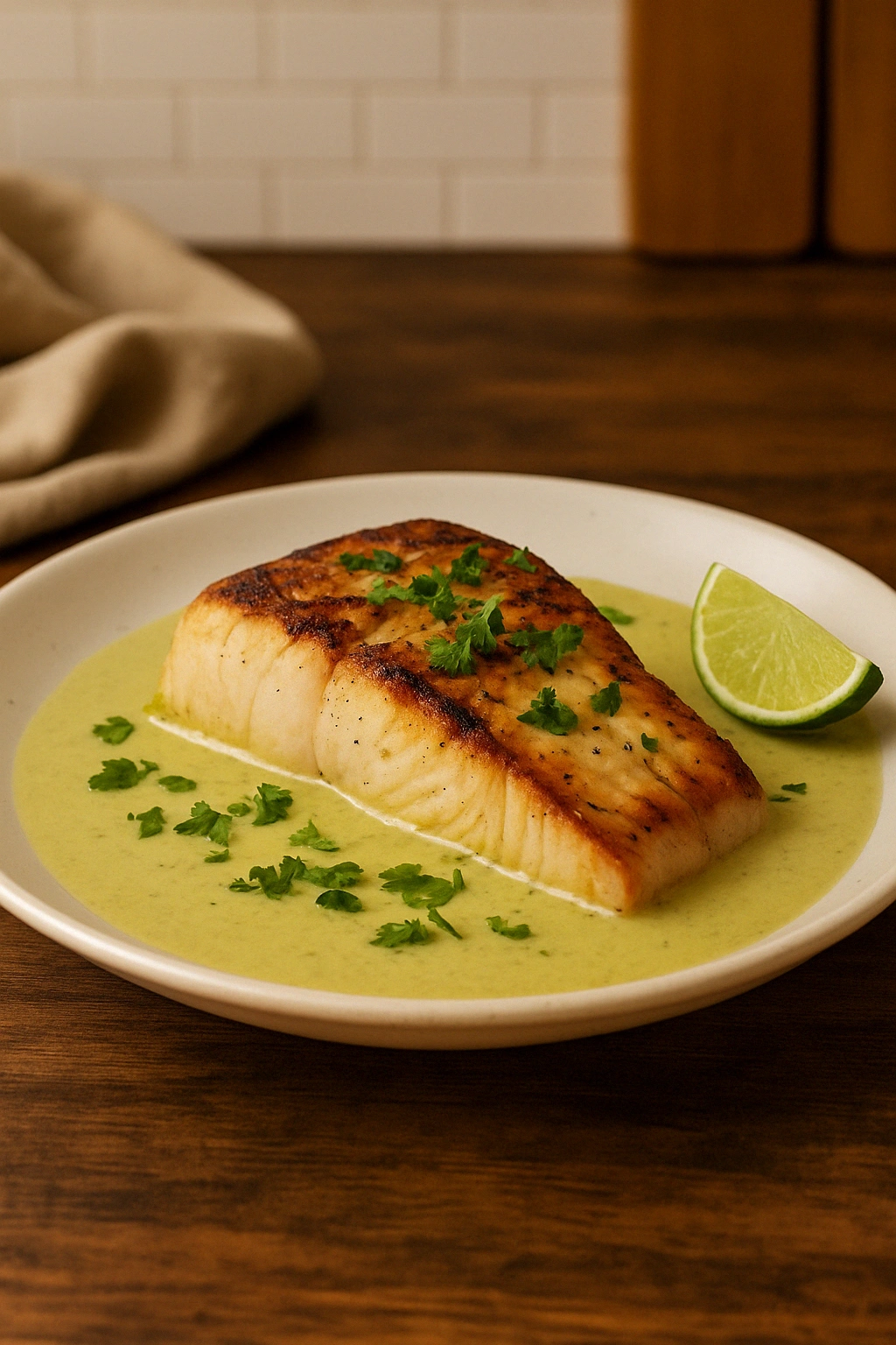 Fish Fillet in Coconut and Green Curry Sauce 16 Fish Fillet in Coconut and Green Curry Sauce: Tropical Flavor of the Sea