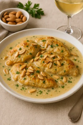 Pollo en salsa de almendras y vino blanco 8 Pollo en salsa de almendras y vino blanco