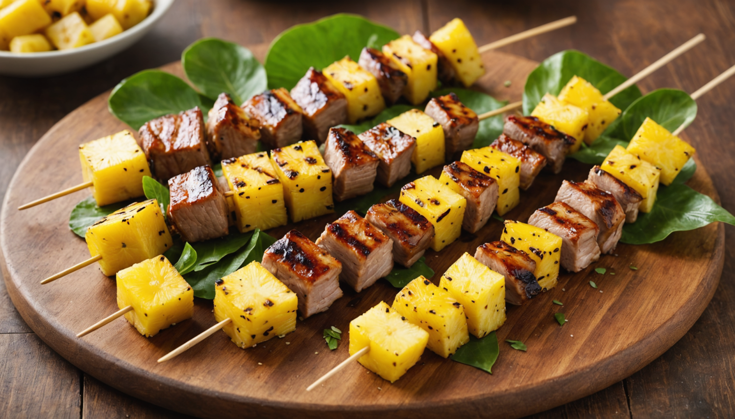 discover the exotic flavor of our tropical pork and pineapple skewers. a perfect mix of juicy meat and fresh fruits, ideal for your outdoor gatherings or special dinners. simple, quick, and full of flavor!