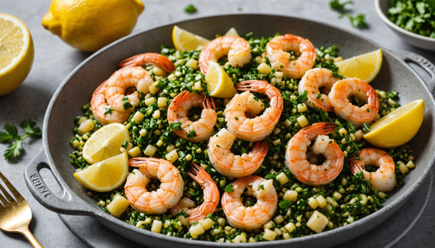 discover how to prepare irresistible garlic shrimp, accompanied by a fresh lemon gremolata that enhances their flavor. an easy, quick, and perfect recipe to surprise on any occasion!