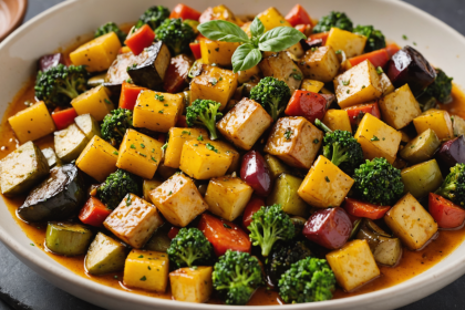 descubre una deliciosa cazuela de verduras asadas, realzada con un aderezo irresistible de mostaza y miel. ¡ideal para disfrutar de una comida saludable y llena de sabor!