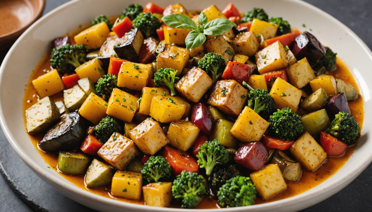 discover a delicious roasted vegetable casserole, enhanced with an irresistible mustard and honey dressing. ideal for enjoying a healthy and flavorful meal!