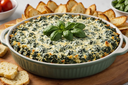 descubre cómo preparar un delicioso dip de espinaca con alcachofa, perfecto para compartir en reuniones y sorprender a tus invitados con su sabor cremoso y fácil preparación.