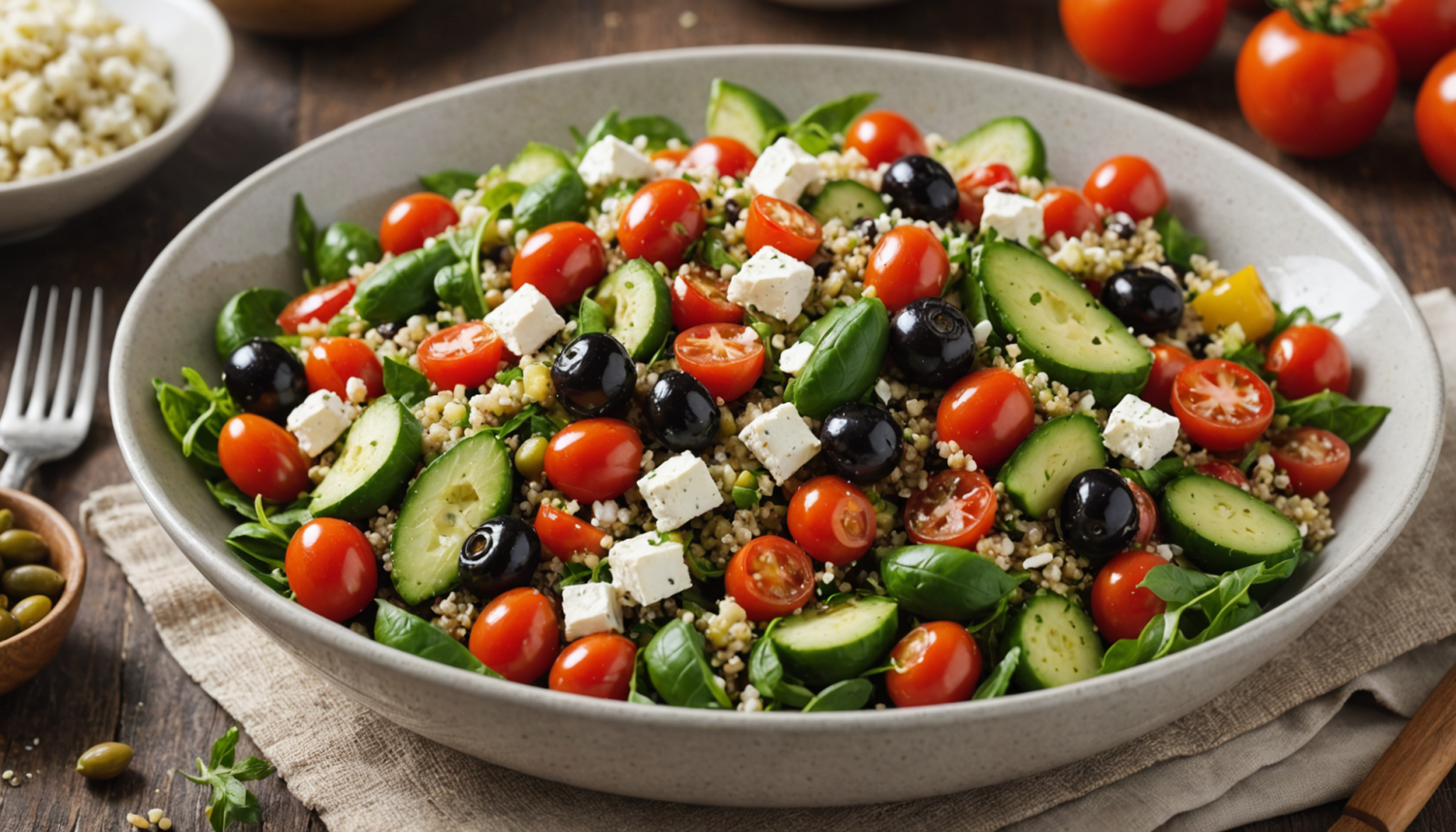 discover how to prepare a delicious Mediterranean quinoa salad, full of fresh and healthy ingredients. ideal for light and nutritious meals. perfect for any occasion!
