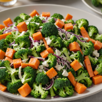 disfruta de una ensalada fresca y saludable de brócoli y zanahoria acompañada de un aderezo cremoso. ideal como plato principal o acompañamiento, fácil de preparar y perfecta para una alimentación equilibrada.