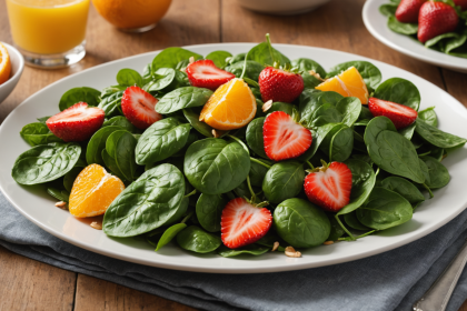 descubre cómo preparar una deliciosa ensalada de espinaca, naranja y fresas, perfecta para refrescar tu paladar con sabores frescos y saludables. ¡fácil de hacer y llena de vitaminas!