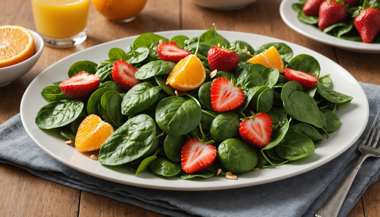 discover how to prepare a delicious spinach, orange, and strawberry salad, perfect for refreshing your palate with fresh and healthy flavors. easy to make and full of vitamins!