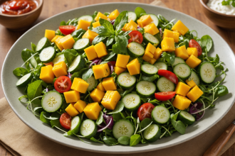 descubre una refrescante ensalada de mango, pepino y chile, perfecta para los días calurosos. disfruta de sabores frescos, dulces y picantes en una receta fácil y deliciosa.