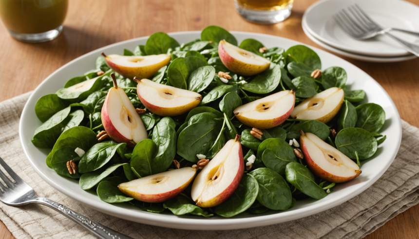 descubre una deliciosa ensalada de espinaca y pera, una combinación refrescante y saludable con ingredientes frescos y fácil de preparar. perfecta para una comida ligera y nutritiva.