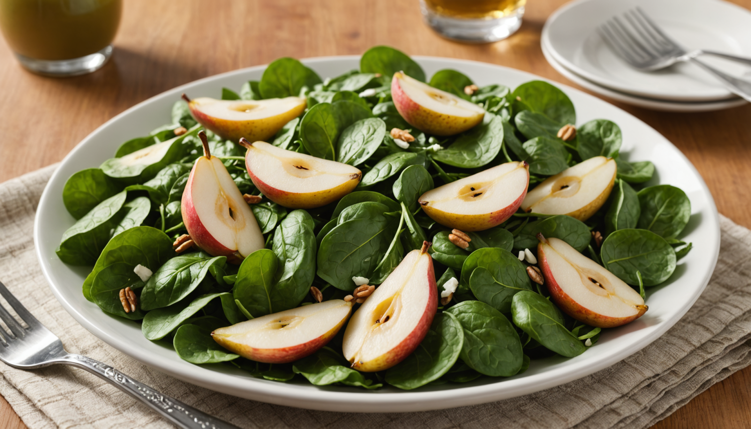 discover a delicious spinach and pear salad, a refreshing and healthy combination with fresh ingredients and easy to prepare. perfect for a light and nutritious meal.