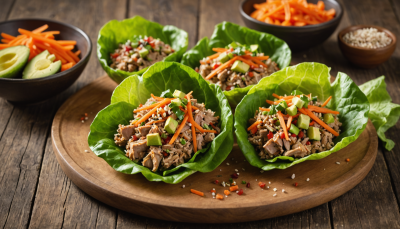 Rollitos de Lechuga con Atún Oriental