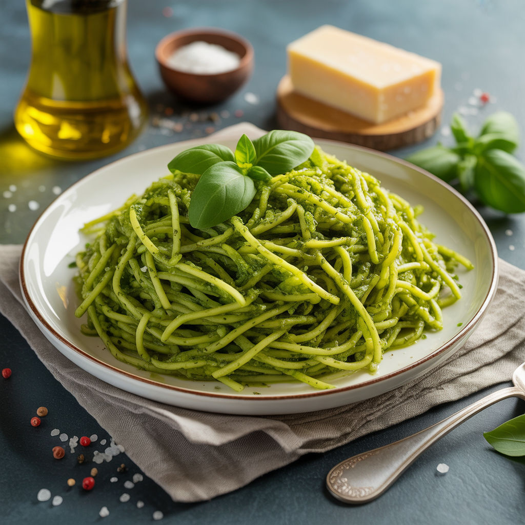 zucchini noodles with homemade pesto