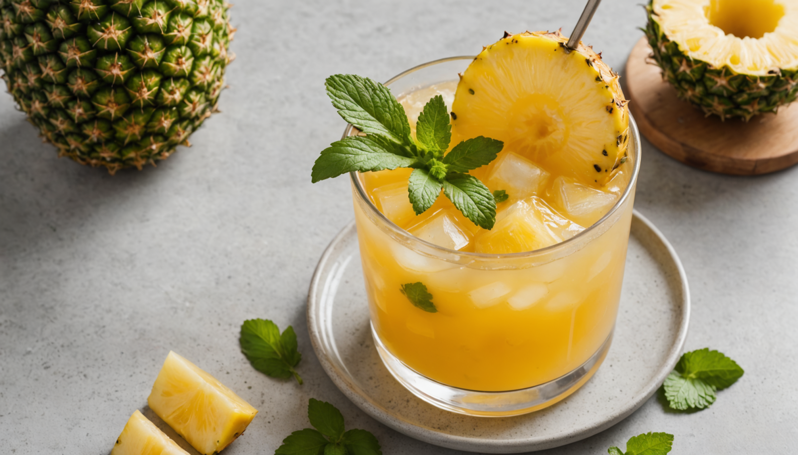 Agua Fresca de Piña con Jengibre y Hierbabuena 3 descubre cómo preparar agua fresca de piña con jengibre y hierbabuena, una bebida refrescante, saludable y fácil de hacer ideal para los días calurosos. ¡disfruta su sabor tropical y beneficios naturales!