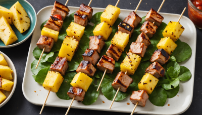 Brochetas Tropicales de Cerdo y Piña 8 Brochetas Tropicales de Cerdo y Piña