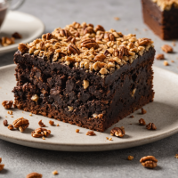 disfruta de nuestro delicioso brownie con centro de chocolate fundido y un irresistible crumble de nuez. el postre perfecto para los amantes del chocolate y los sabores caseros.