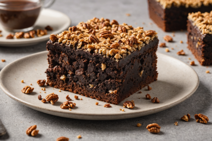 disfruta de nuestro delicioso brownie con centro de chocolate fundido y un irresistible crumble de nuez. el postre perfecto para los amantes del chocolate y los sabores caseros.