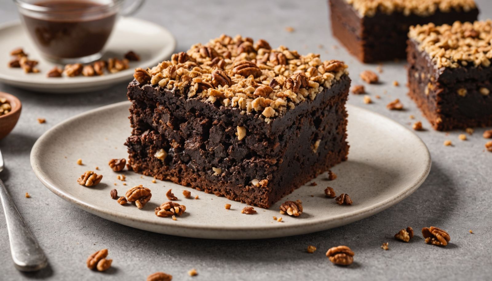 Brownie con Centro de Chocolate y Crumble de Nuez 6 disfruta de nuestro delicioso brownie con centro de chocolate fundido y un irresistible crumble de nuez. el postre perfecto para los amantes del chocolate y los sabores caseros.