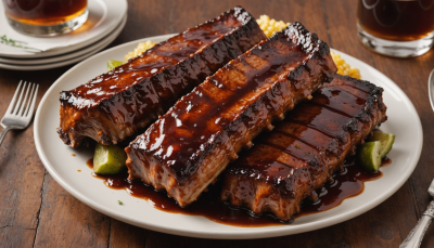 Costillas BBQ al Horno con Glaseado de Bourbon 8 Costillas BBQ al Horno con Glaseado de Bourbon