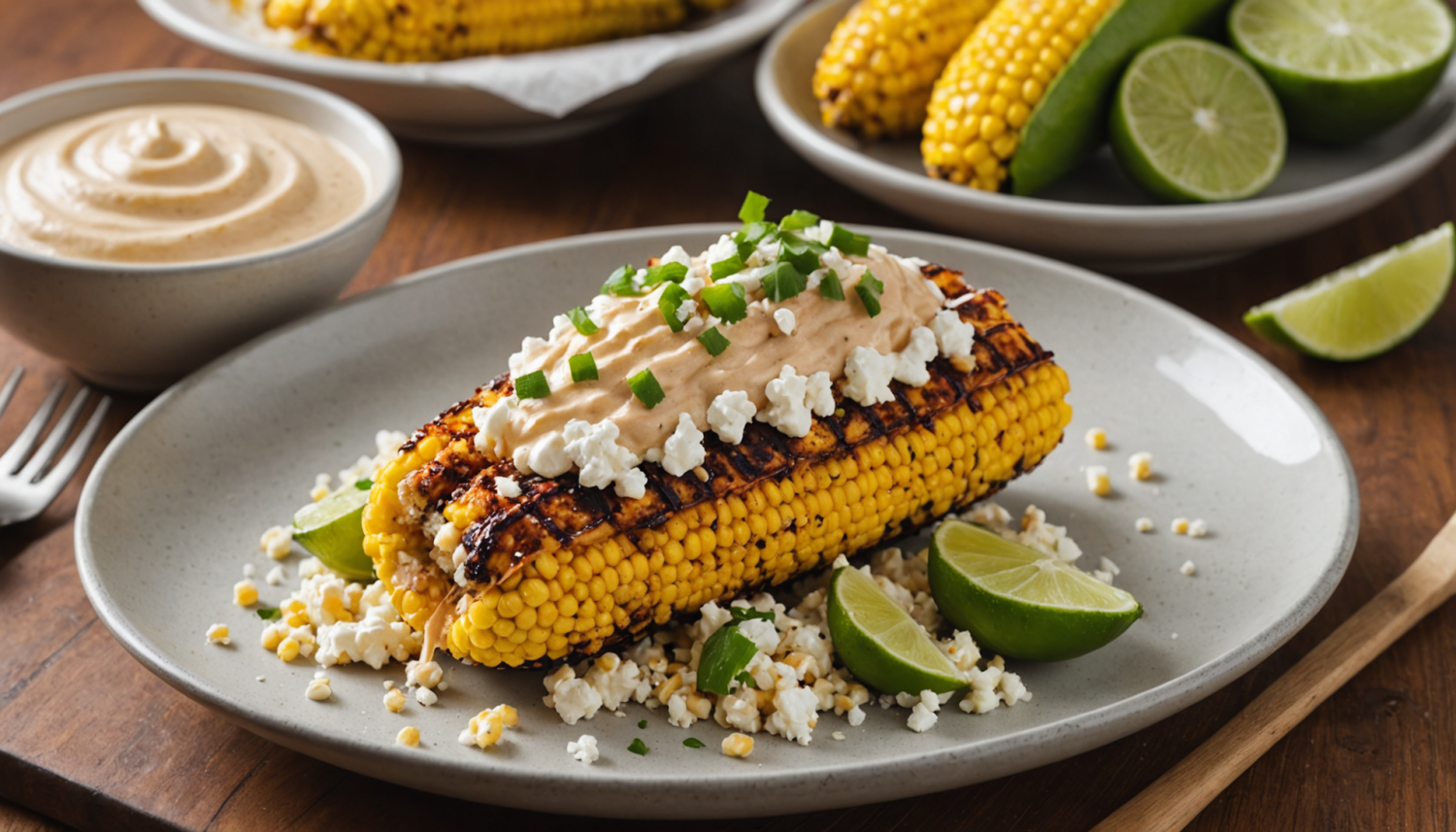 discover how to prepare grilled corn with a delicious chipotle mayonnaise and cotija cheese. an easy recipe, perfect for your barbecues and gatherings, full of authentic Mexican flavor.