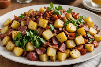 descubre cómo preparar una deliciosa ensalada tibia de papas con crujiente tocino y salsa de mostaza antigua. una receta fácil, perfecta para acompañar tus platos principales o disfrutar como un almuerzo completo.