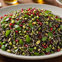 descubre una fresca y deliciosa ensalada de arroz salvaje con pistaches crujientes, granada jugosa y hierbas aromáticas. una receta saludable y colorida, perfecta para sorprender en cualquier ocasión.