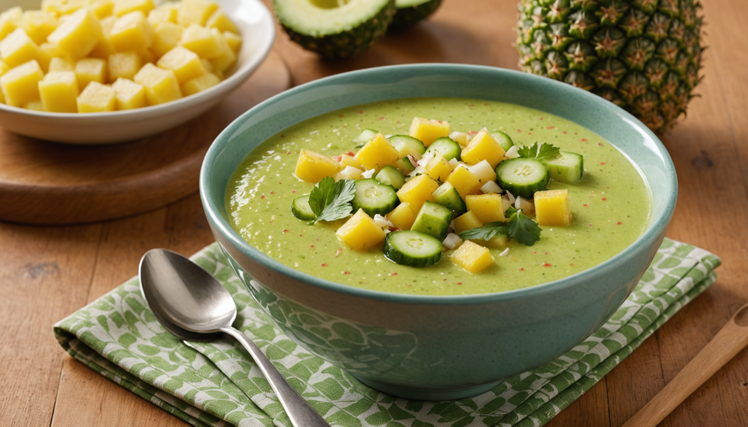 discover how to prepare a refreshing tropical pineapple and cucumber gazpacho, an easy and healthy recipe perfect for hot days. enjoy this light dish, full of flavor and vitamins.