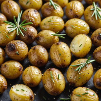 disfruta de unas deliciosas papas cambray rostizadas al horno con romero y ajo, perfectas como acompañamiento fácil y lleno de sabor para tus comidas. ¡receta sencilla y aromática!