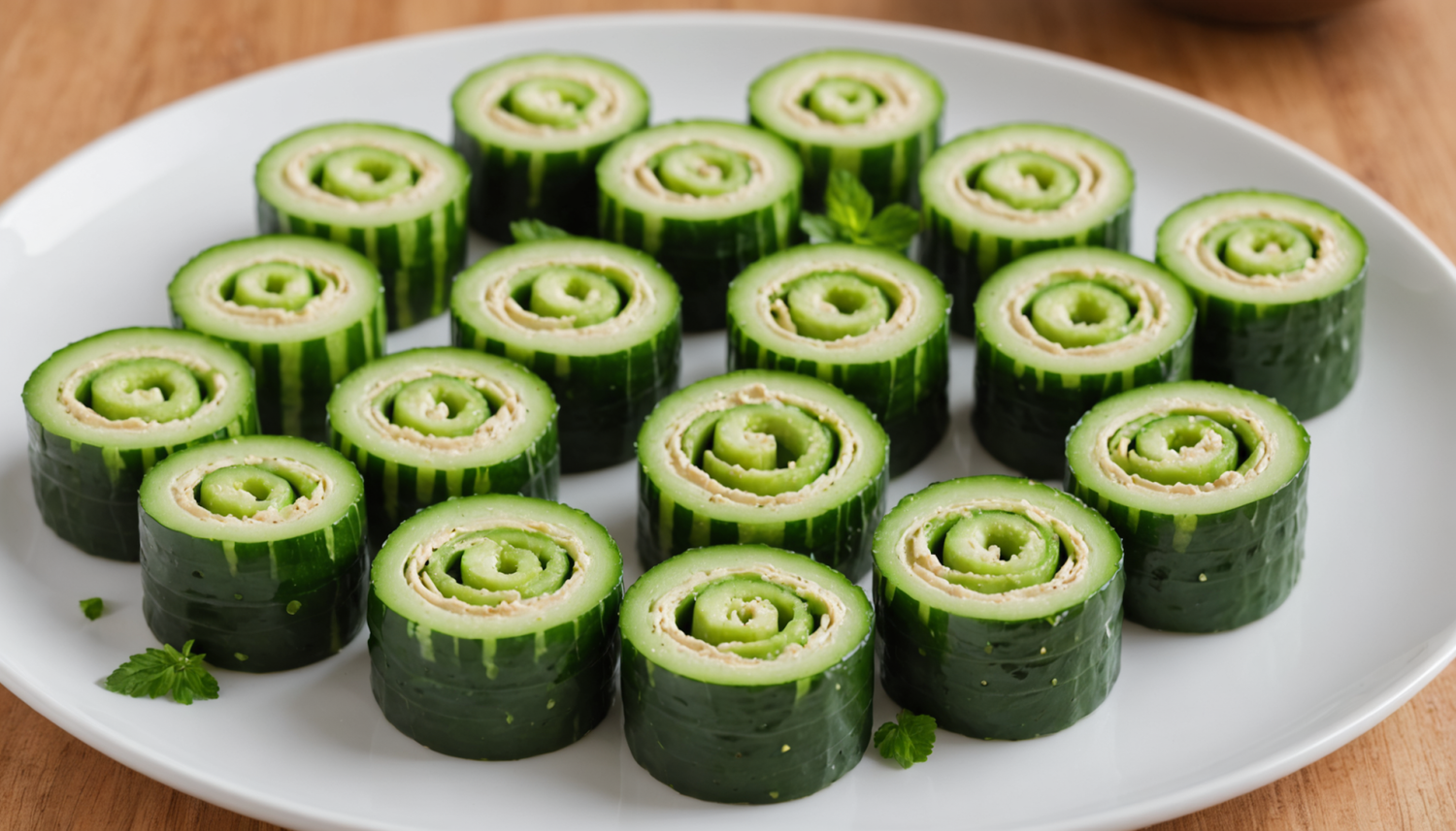 discover a delicious and refreshing recipe for cucumber rolls stuffed with hummus and mint, perfect as a healthy appetizer or light snack. easy to prepare and full of Mediterranean flavor.