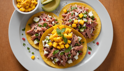 Tostadas de Jícama con Atún Fresco y Mango