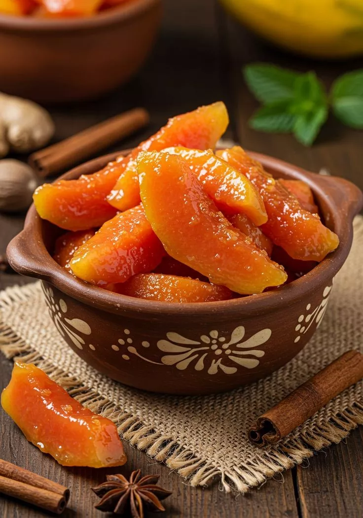 Dulce de Papaya (Tabasco) 3 Dulce de Papaya (Tabasco) – receta tradicional mexicana preparada por Gina Whitley