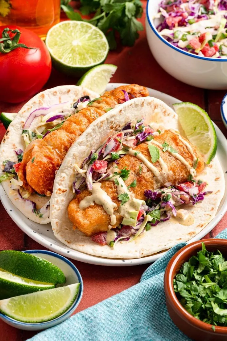 Tacos de Pescado Estilo Baja California 4 Tacos de Pescado Estilo Baja California – receta tradicional mexicana preparada por Gina Whitley