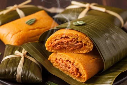 Tamales veracruzanos de puerco con chile color