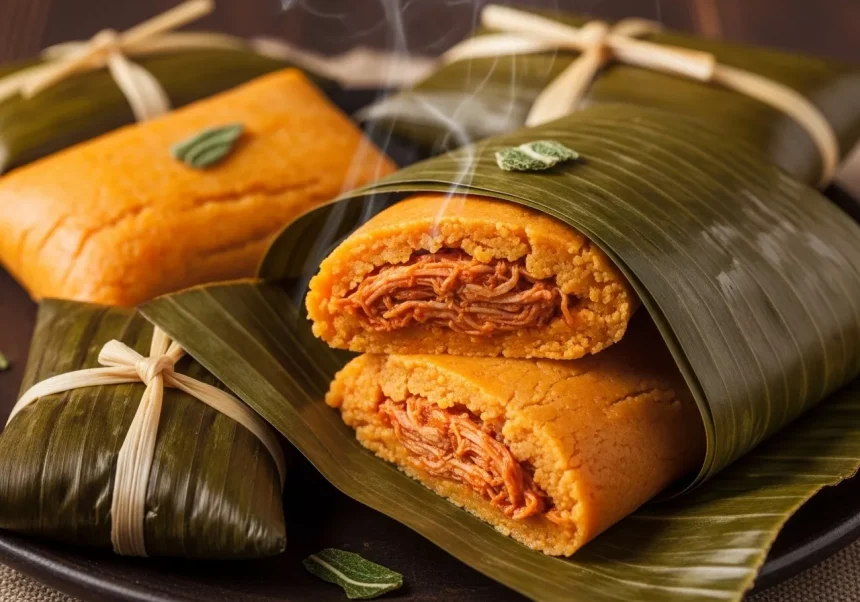 Tamales veracruzanos de puerco con chile color