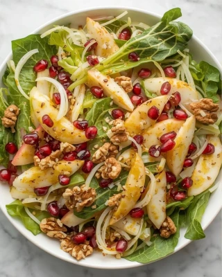 Ensalada de escarola e hinojo con manzana y granada