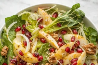 Ensalada de escarola e hinojo con manzana en fuente