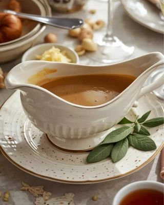 Gravy de pavo con vino blanco y salvia