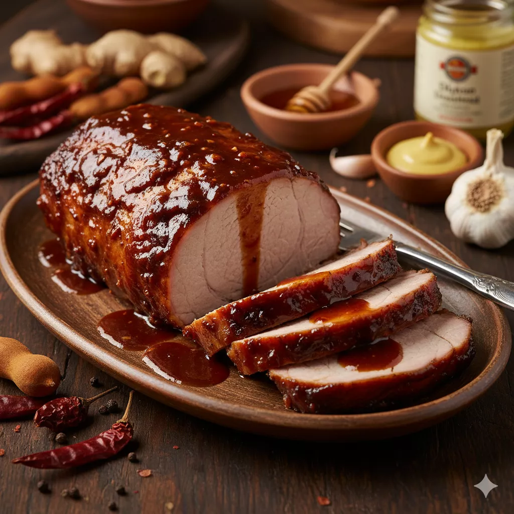 Pork loin with tamarind and pasilla chili glazed