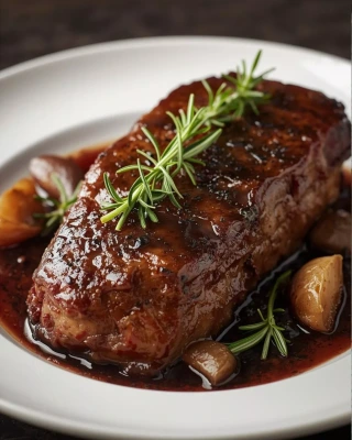 Prime rib con ajo negro y romero