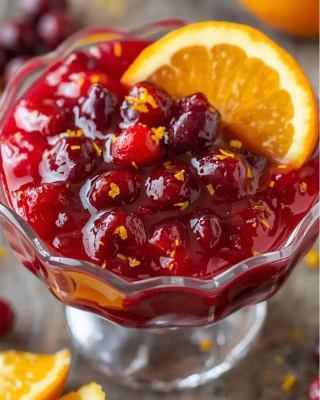 Salsa de arándanos con flor de jamaica y naranja