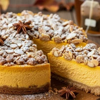 Cheesecake de calabaza con especias chai y crumble de almendra