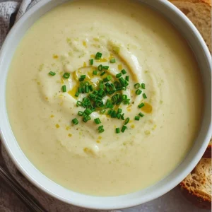 Imagen de Crema de poro y papa con toque de trufa servida en plato