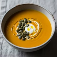 Crema tatemada de calabaza de castilla con miso blanco y chile ancho