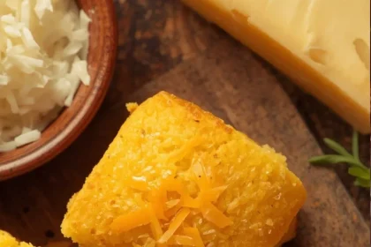 Imagen de Pan de elote esponjoso con queso servida en plato